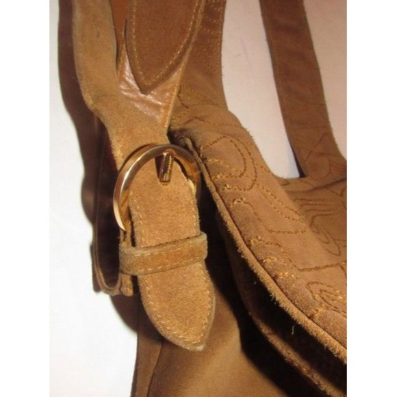 Salvatore Ferragamo Vintage Caramel Brown Suede Leather Hoho Bucket - Picture 10 of 12